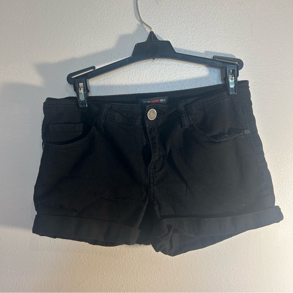 Red Blue Denim Jean Shorts Low Rise